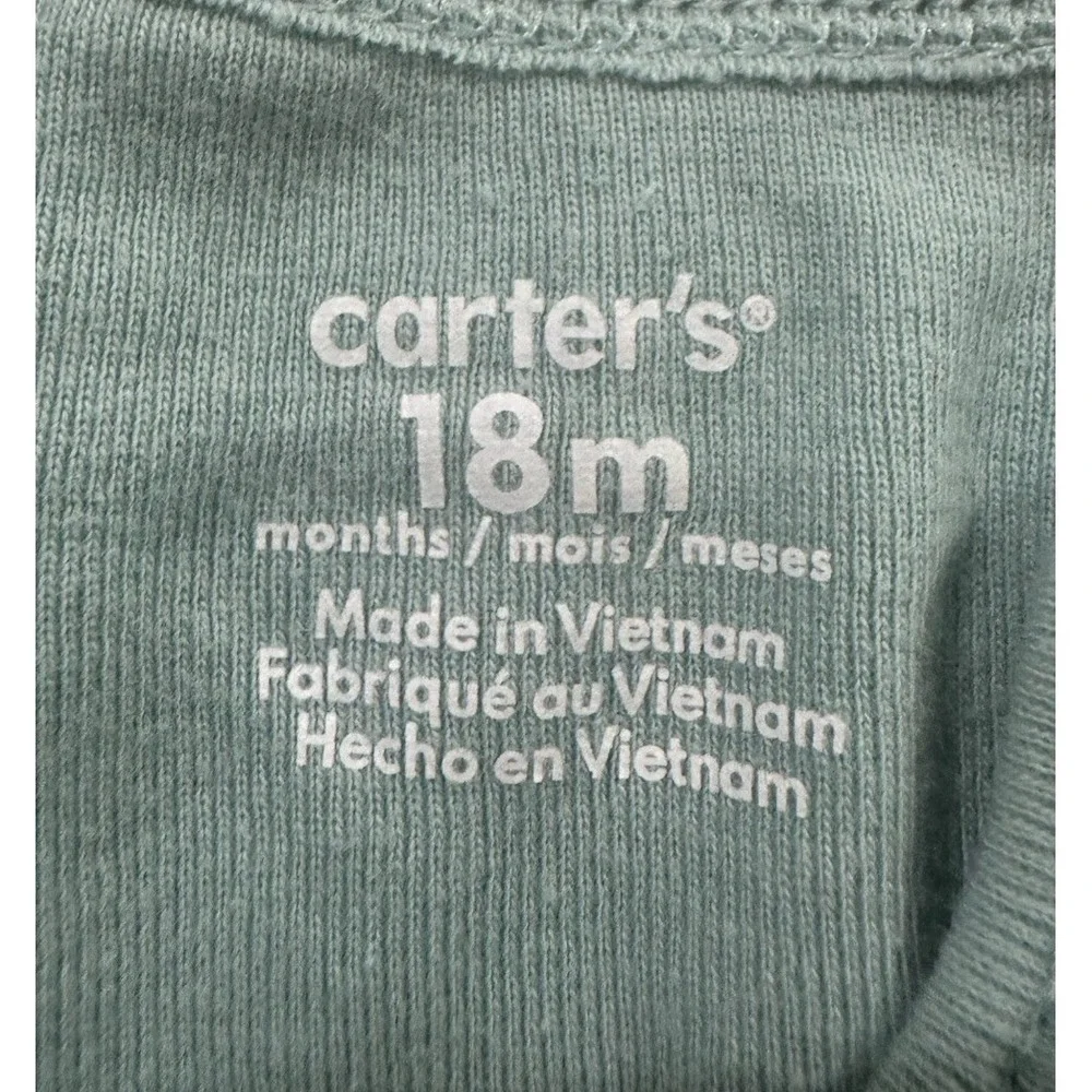 Carter's Baby Boy Bodysuit 18 Months Sage Green Cotton Short Sleeve IR839910